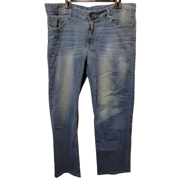 Calvin Klein Distressed Light Blue Denim Jeans Straight Leg Men's 38 x 30 - Picture 1 of 12